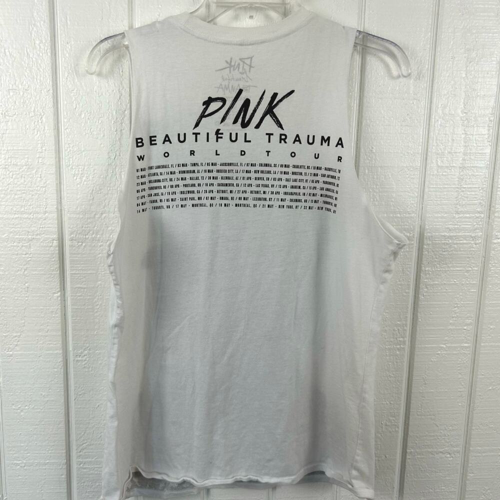 Pink Women’s Beautiful Trauma World Tour 2019 Graphic Tank Top White Size XL - Picture 3 of 5